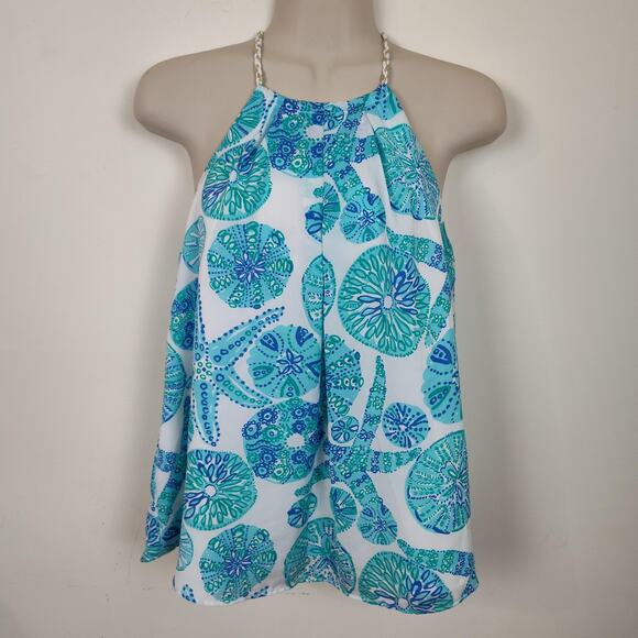 Lilly Pulitzer for Target Halter Top Womens XS Blue Green Sea Urchin For You - Picture 3 of 16